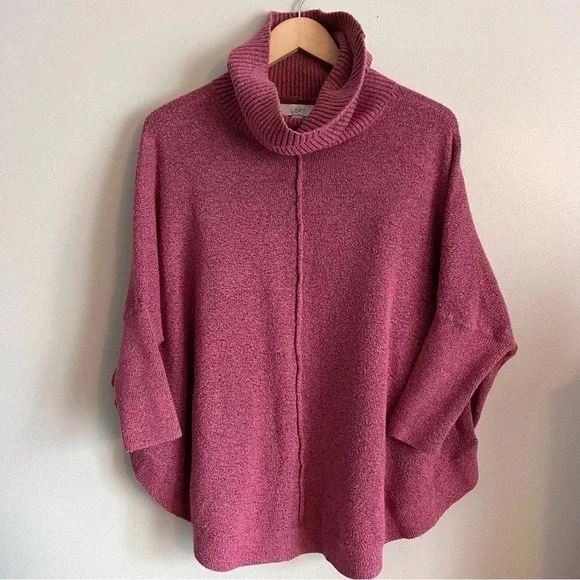 LOFT Shirttail Cowlneck Poncho Sweater Size Medium - Picture 2 of 7